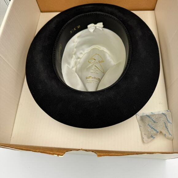 Borsalino Linea Augusta Italy Black Fur Felt Fedora Hat 57 7 1/8 Worth & Worth - Picture 16 of 16